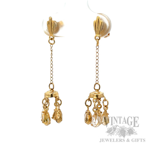 Chandelier 14K Yellow Gold Drop Earrings Front View
