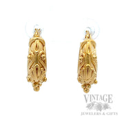 Estrucan Style 18K Gold Huggie Earrings Front View