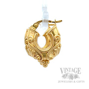 Estrucan Style 18K Gold Huggie Earrings Side View