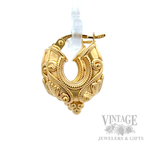 Estrucan Style 18K Gold Huggie Earrings Side View