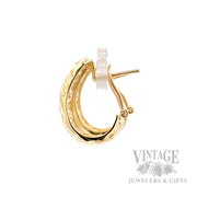 Openwork Lattice 14K Yellow Gold Hoop Earrings Side View