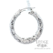 30 mm Diamond-Cut 14K White Gold Hoop Earrings Side View