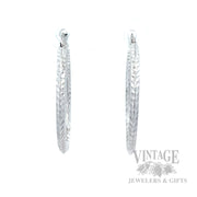 30 mm Diamond-Cut 14K White Gold Hoop Earrings Front View