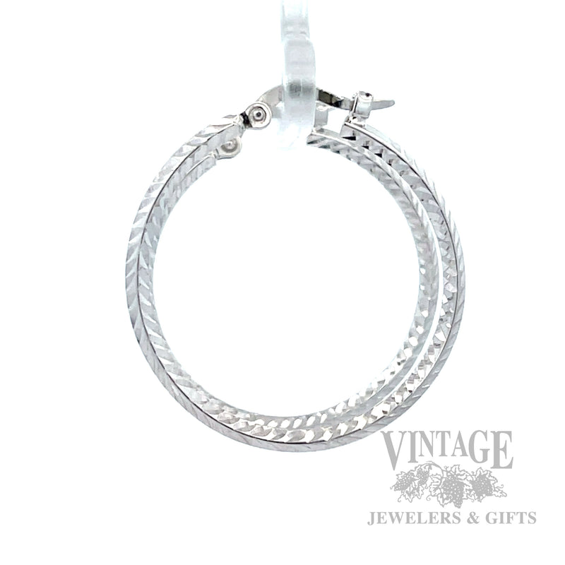 30 mm Diamond-Cut 14K White Gold Hoop Earrings Side View