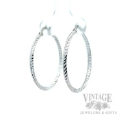 30 mm Diamond-Cut 14K White Gold Hoop Earrings Perspective View