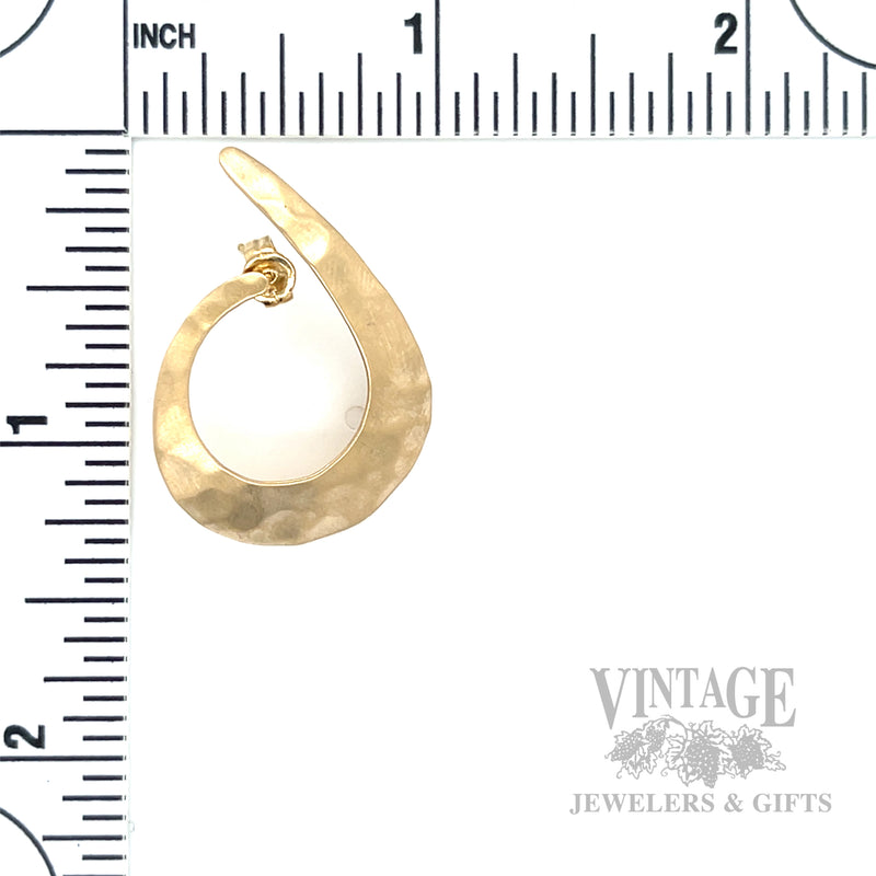 Hammered Scroll 14K Gold Earrings Scale View