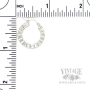 Bright-Cut 14K White Gold Hoop Earrings Scale View