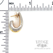 Two Tone 14k Gold Half Hoop Earrings Scale View