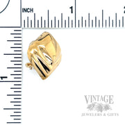 Pyramid 18K Yellow Gold Omega Back Earrings Scale View
