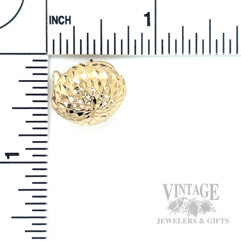 Diamond-Cut Dome 14K Yellow Gold Button Earrings Scale View