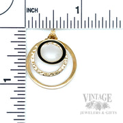 Triple Circle 14K Yellow Gold Drop Earrings Scale View