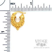 Estrucan Style 18K Gold Huggie Earrings Scale View