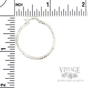 30 mm Diamond-Cut 14K White Gold Hoop Earrings Scale View