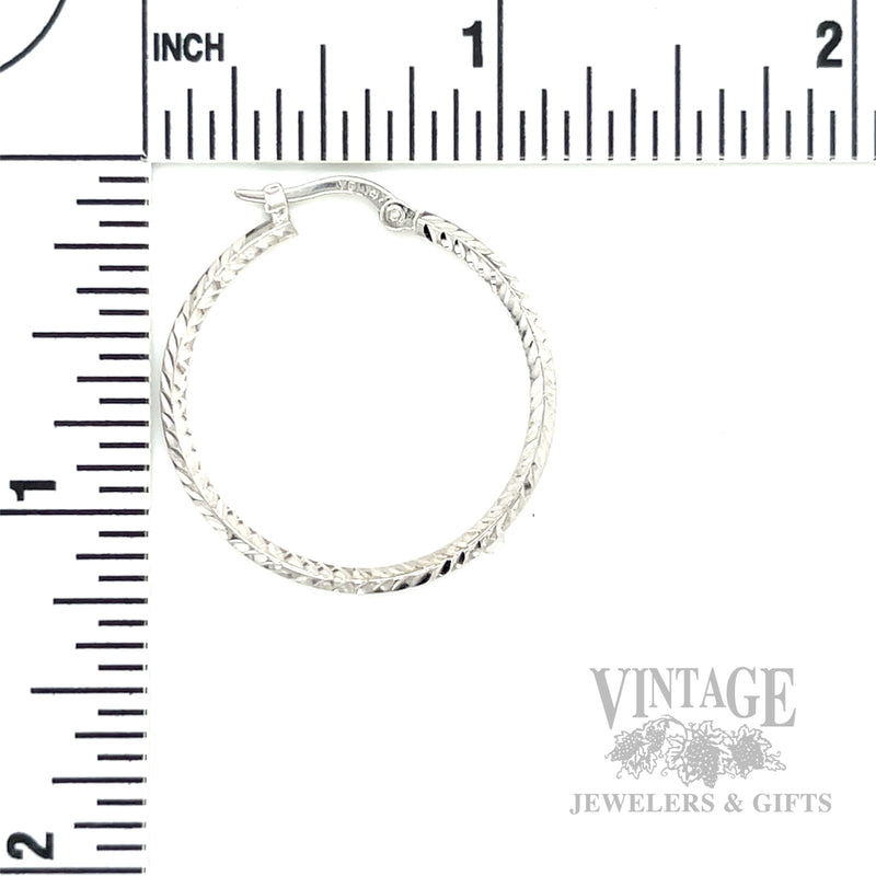 30 mm Diamond-Cut 14K White Gold Hoop Earrings Scale View