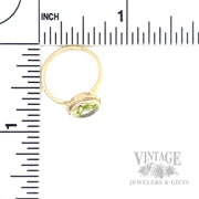 Vintage Scalloped Bezel Uranium Glass 10k Gold Ring Scale View