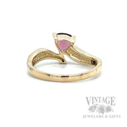 Bypass Pink Tourmaline and Opal Inlay 14k Gold Ring Back View