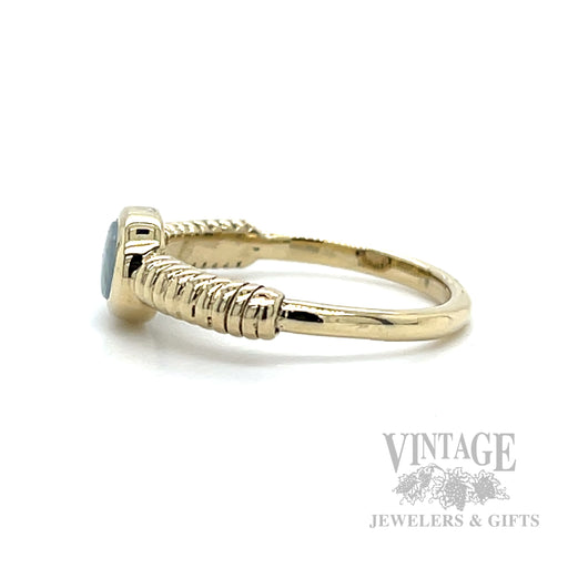 Bezeled East West Crystal Opal 14k Gold Ring Side View