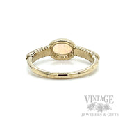Bezeled East West Crystal Opal 14k Gold Ring Back/Interior View