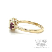 Three-Stone Opal and Pink Tourmaline 14K Yellow Gold Ring Side View