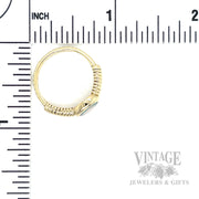 Bezeled East West Crystal Opal 14k Gold Ring Scale View
