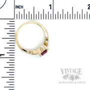 Bypass Pink Tourmaline and Opal Inlay 14k Gold Ring Scale