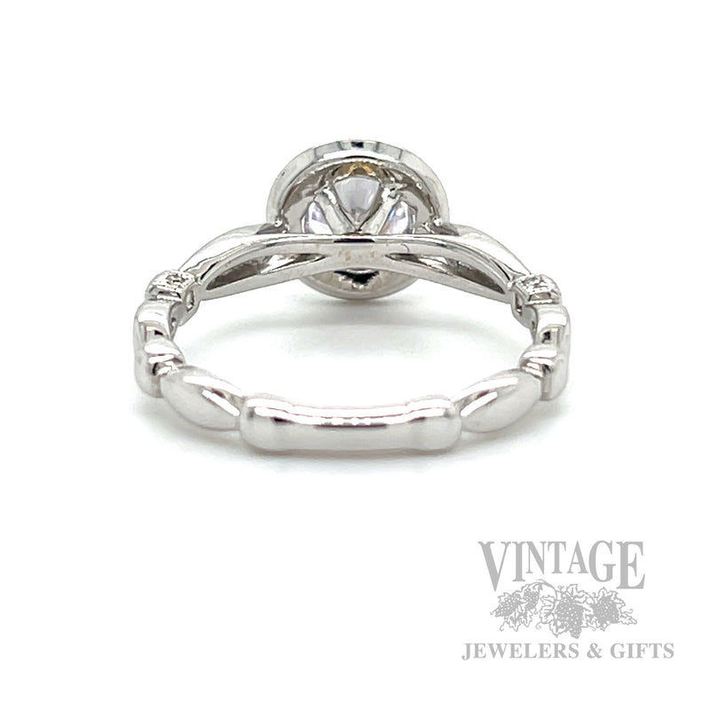 Classic Halo Semi-Mount 14k White Gold Ring Back View 