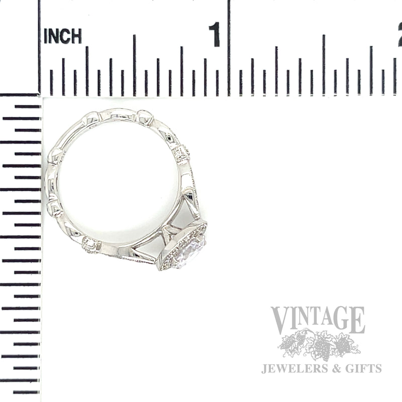 Classic Halo Semi-Mount 14k White Gold Ring Scale View