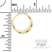 Elegant Wave Emerald & Diamond 14K Gold Ring Scale View