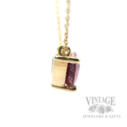 Elegant Pink Tourmaline 14K Gold Necklace Side View