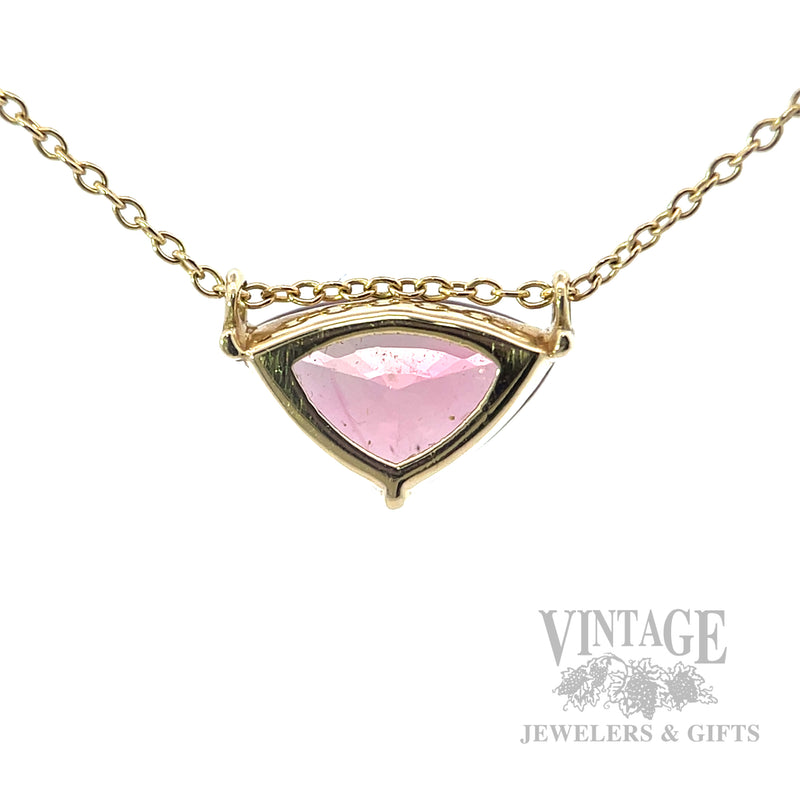 Elegant Pink Tourmaline 14K Gold Necklace Back View