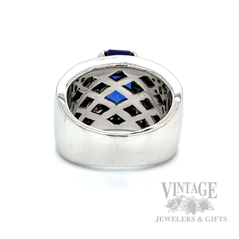 Emerald Cut Tanzanite and Diamond 18K White Gold Ring