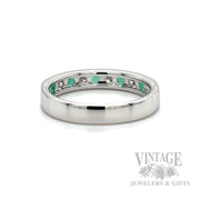 Emerald and Diamond 14k White Gold Band Back/Interior View