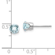 14 karat white gold Aquamarine 5mm stud Earrings