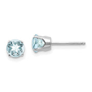 14 karat white gold Aquamarine 5mm stud Earrings