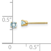 14 karat yellow gold Aquamarine 3mm stud Earrings