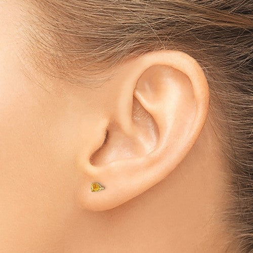 14 karat yellow gold Citrine 3mm stud Earrings