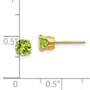 14 karat yellow gold Peridot 5mm pierced stud Earrings