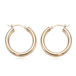 14ky Gold pierced tube hoop earrings