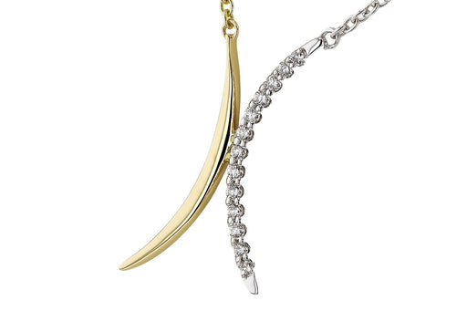 Dual Crescent Shaped two toned 14k gold Pendant with 18" Cable link necklace .14 Carats stock