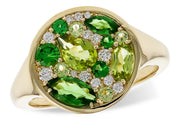 Spring Bloom Mosaic Gemstone 14k Gold Ring Front View