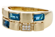 Textured London Blue Topaz Diamond Accented 14k Gold Ring Side View
