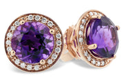 Halo Amethyst and natural Diamond Accented 14k gold earring 3.82tgw stock