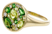Spring Bloom Mosaic Gemstone 14k Gold Ring Side View