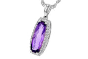 Amethyst Diamond Accented 14k White Gold Necklace Side View