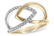 Contemporary two tone 14ky/w gold and diamond ring top