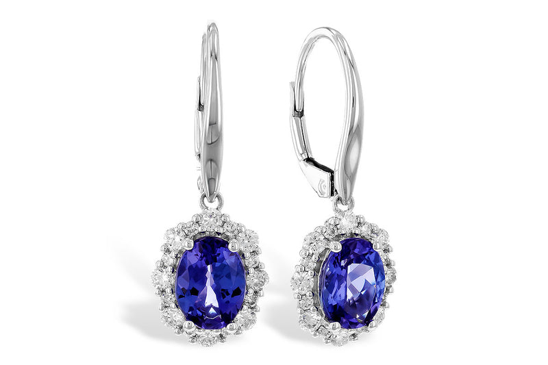 Tanzanite and diamond 14kw gold drop earrings