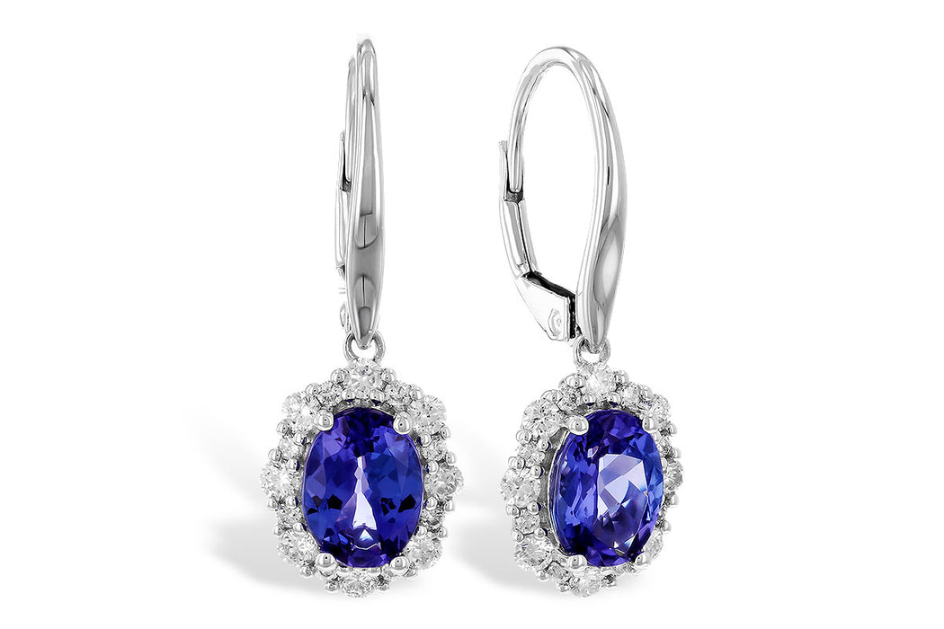 Tanzanite and diamond 14kw gold drop earrings