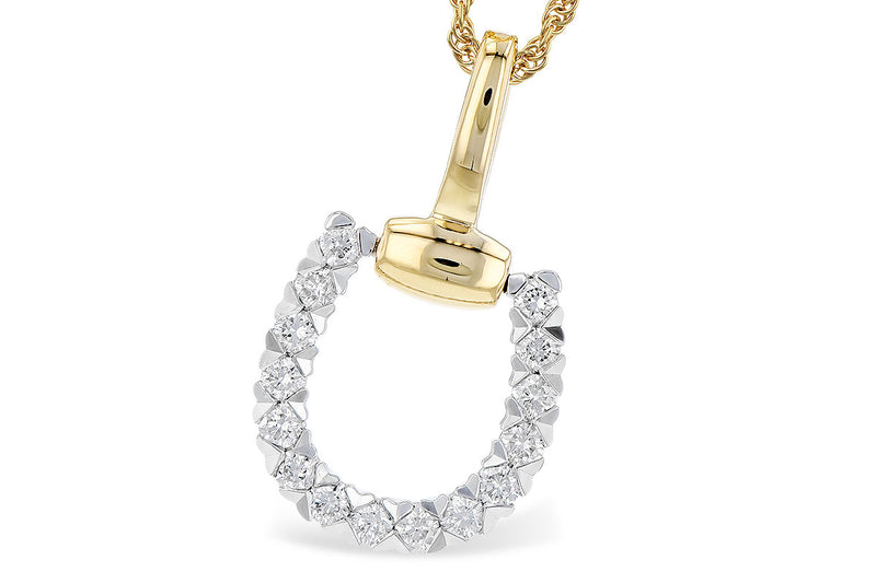 Horseshoe diamond 14k two tone necklace