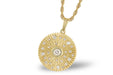 Diamond flush set radial 14ky gold necklace