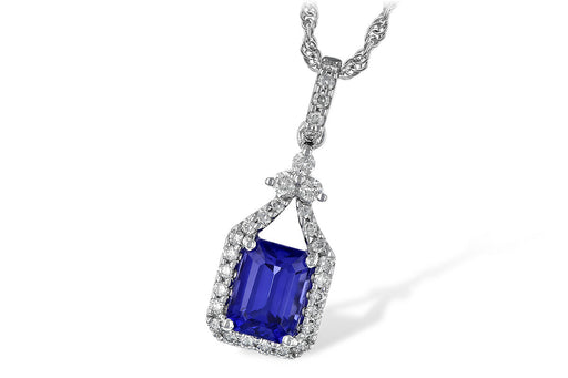 14 karat white gold Tanzanite and diamond  pendant